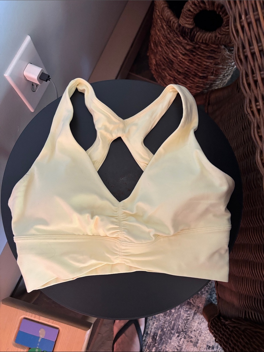 Aritzia Pale Yellow Racerback Seamless Bralette